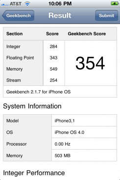 iPhone 4 быстрее iPhone 3GS, но слабее iPad IPhone4-benchmark