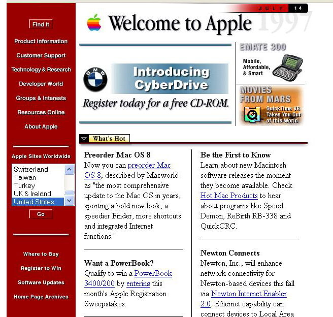 Эволюция Apple.com: 1996 – 2011